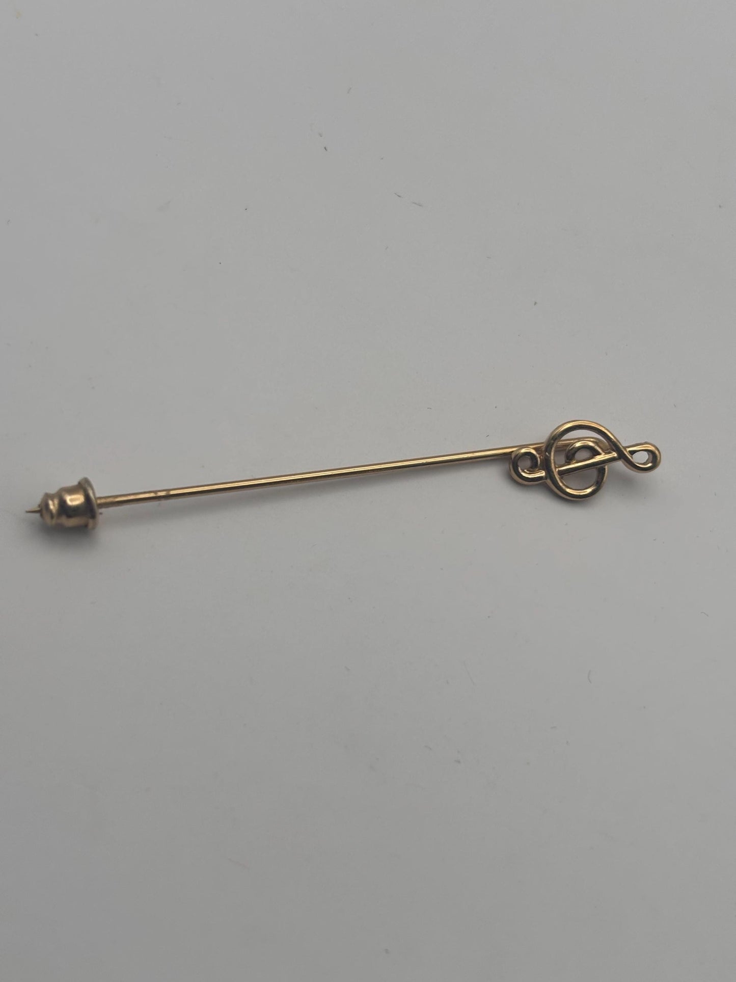 Vintage Gold Music Treble Clef Stickpin Musical Note Lover Antiques