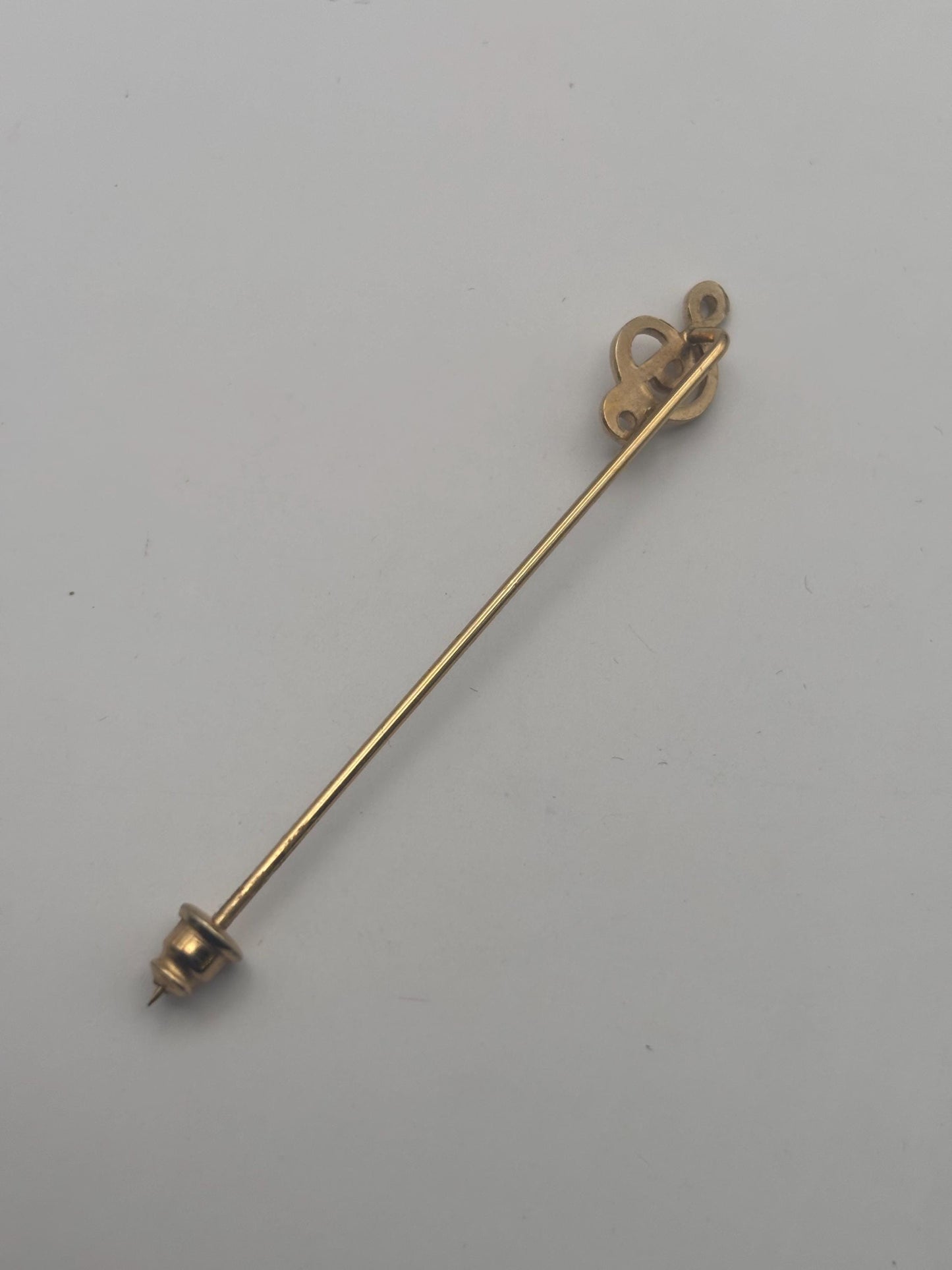 Vintage Gold Music Treble Clef Stickpin Musical Note Lover Antiques