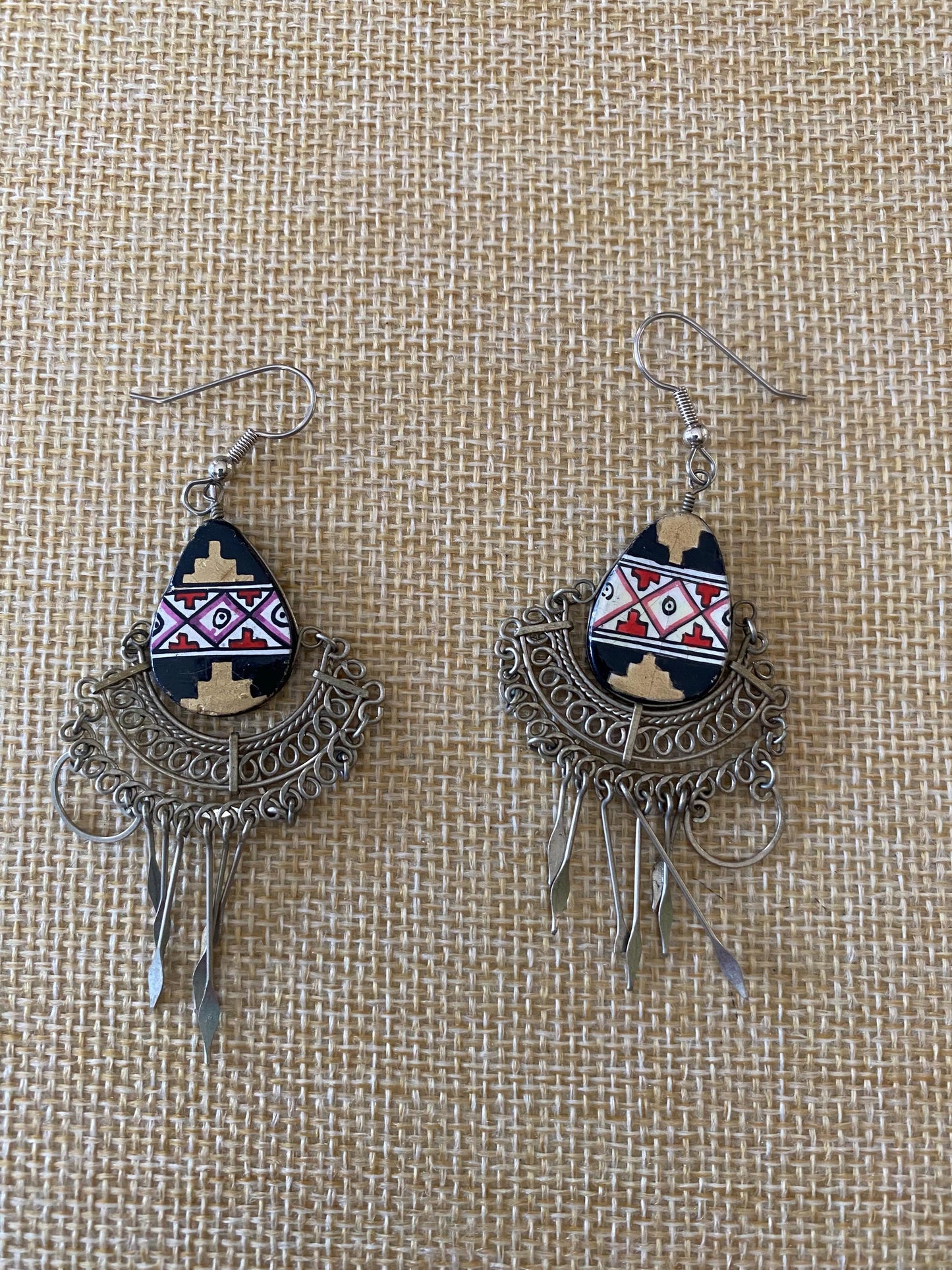 Vintage Aztec Wirework Silver Handcrafted Earrings Jewelry Unique Gifts at Lover Antiques and Vintage