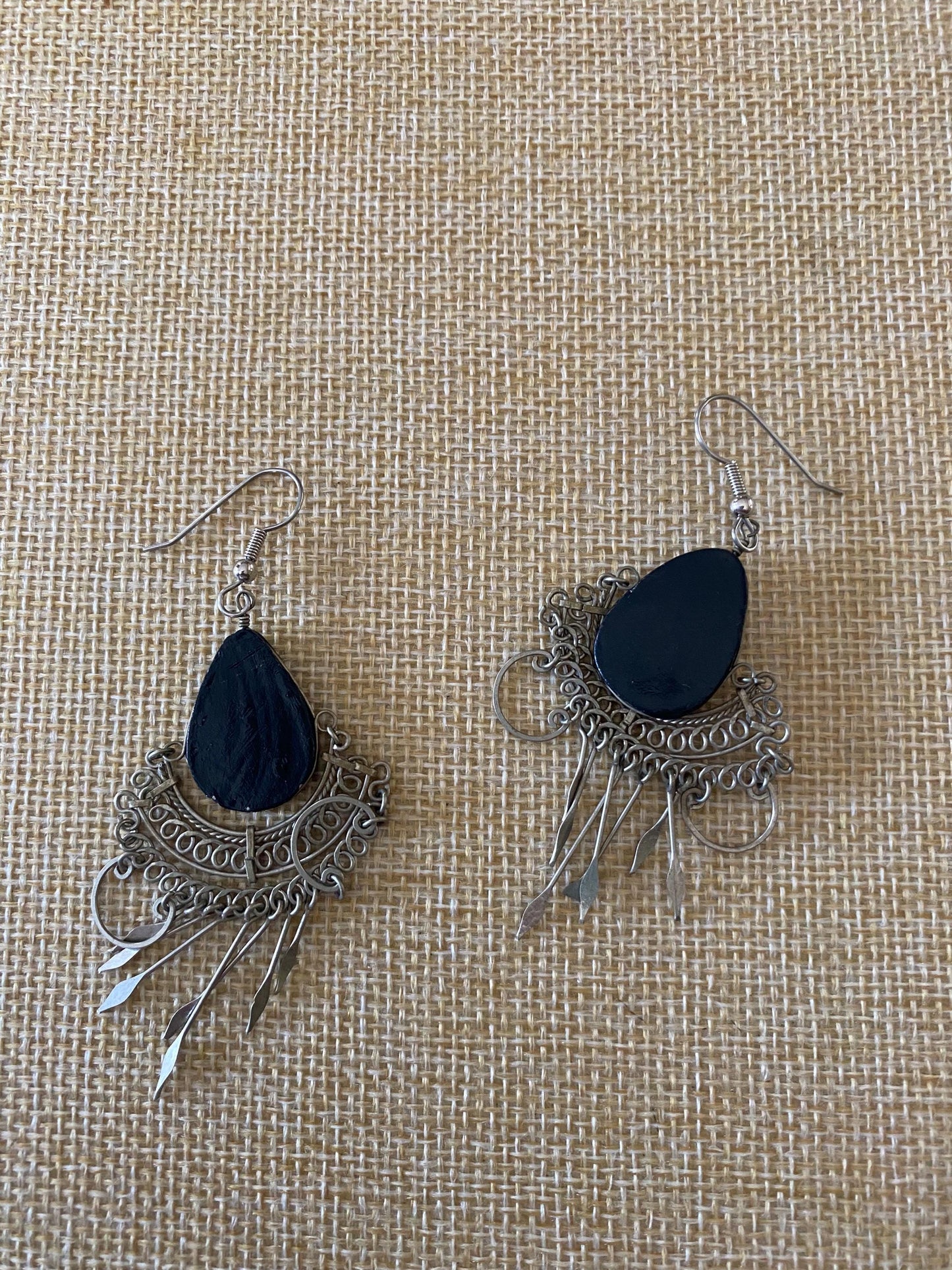 Vintage Aztec Wirework Silver Handcrafted Earrings Jewelry Unique Gifts at Lover Antiques and Vintage