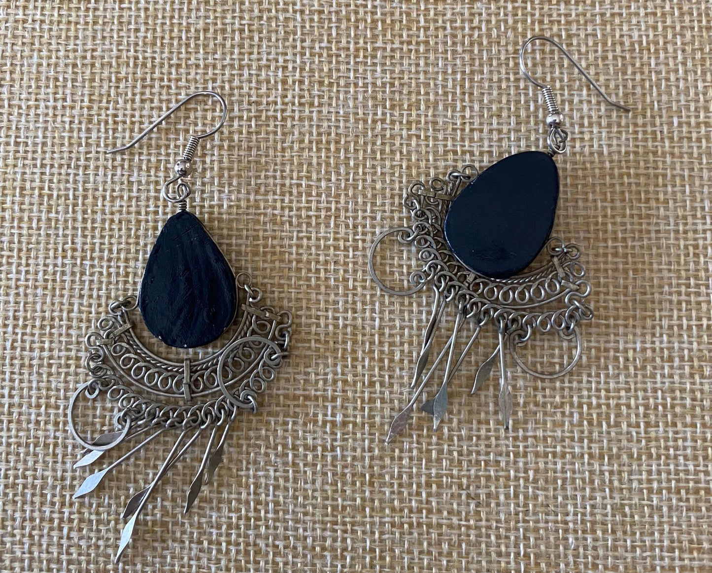 Vintage Aztec Wirework Silver Handcrafted Earrings Jewelry Unique Gifts at Lover Antiques and Vintage