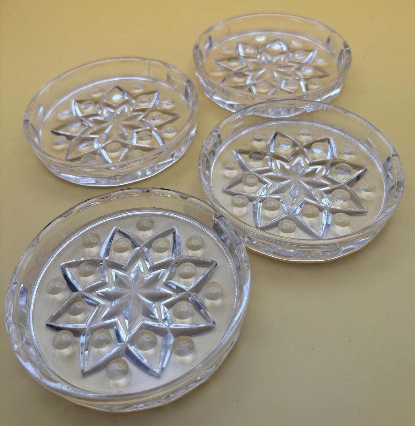 Baccarat Crystal Wine Bottle Coasters with Starburst Design Glass Coasters Set of 4 Lover Antiques and Vintage