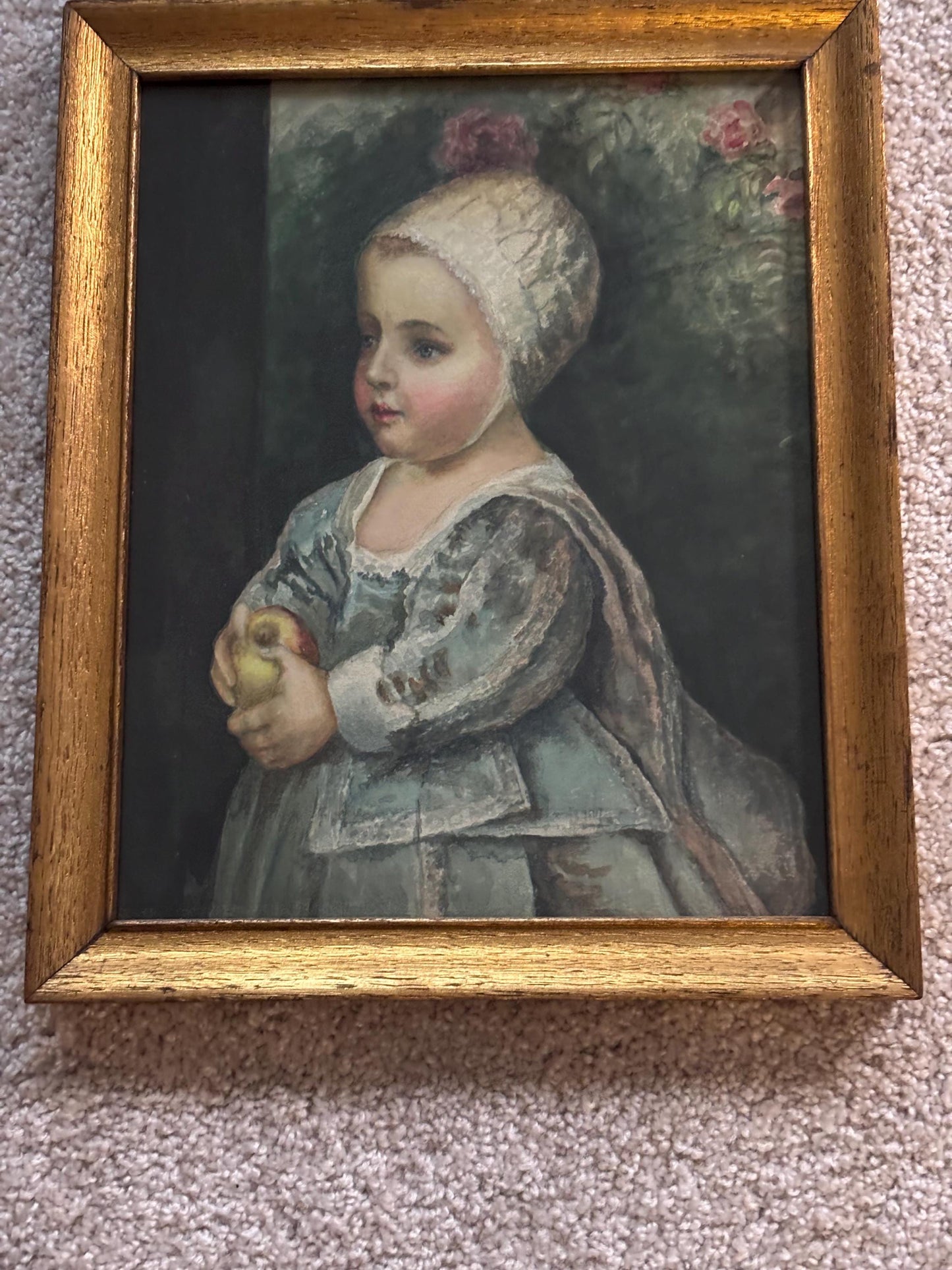 Vintage Baby Stuart Van Dyck Picture with Gold Beautiful Frame Lover Antiques and Vintage