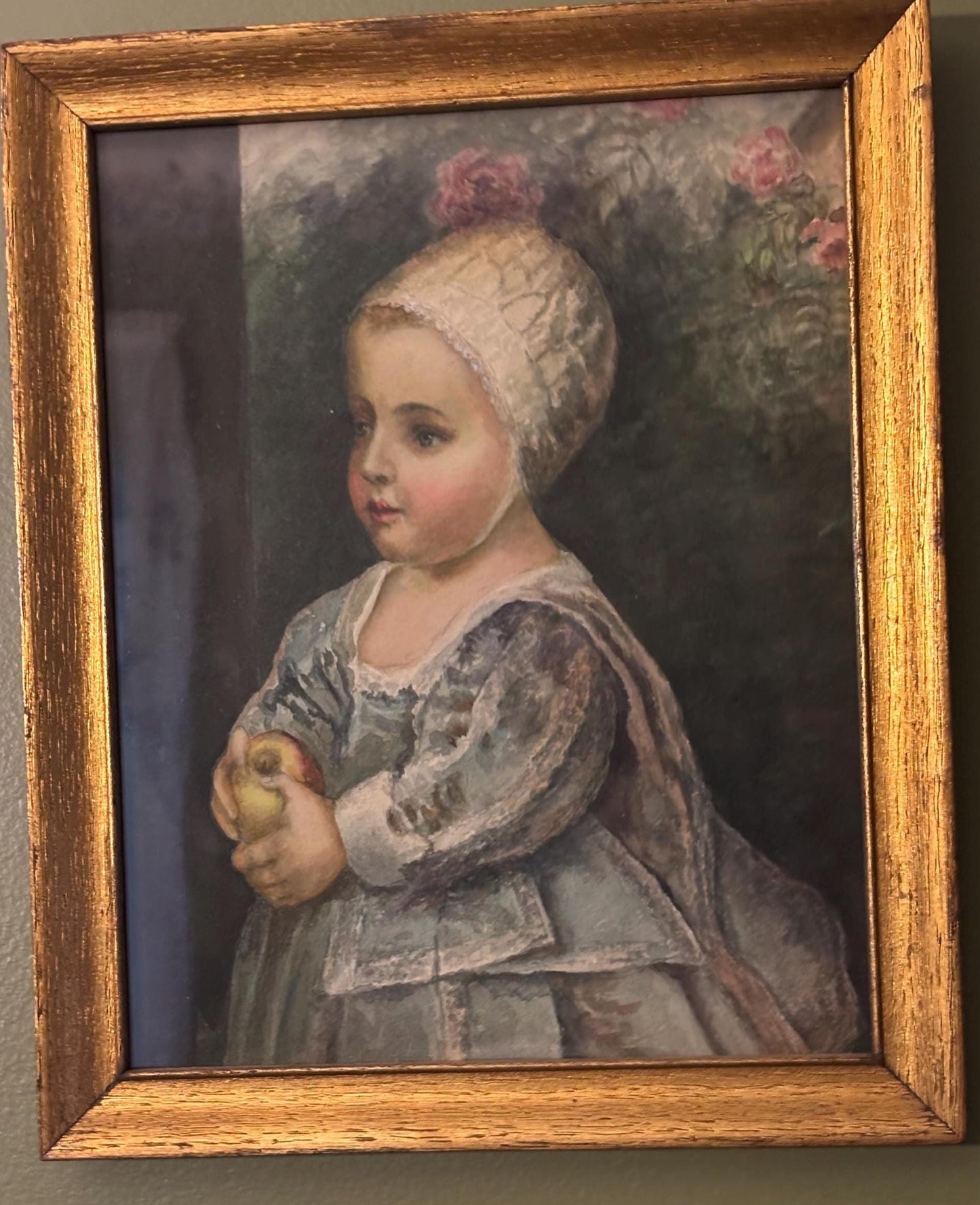 Vintage Baby Stuart Van Dyck Picture with Gold Beautiful Frame Lover Antiques and Vintage