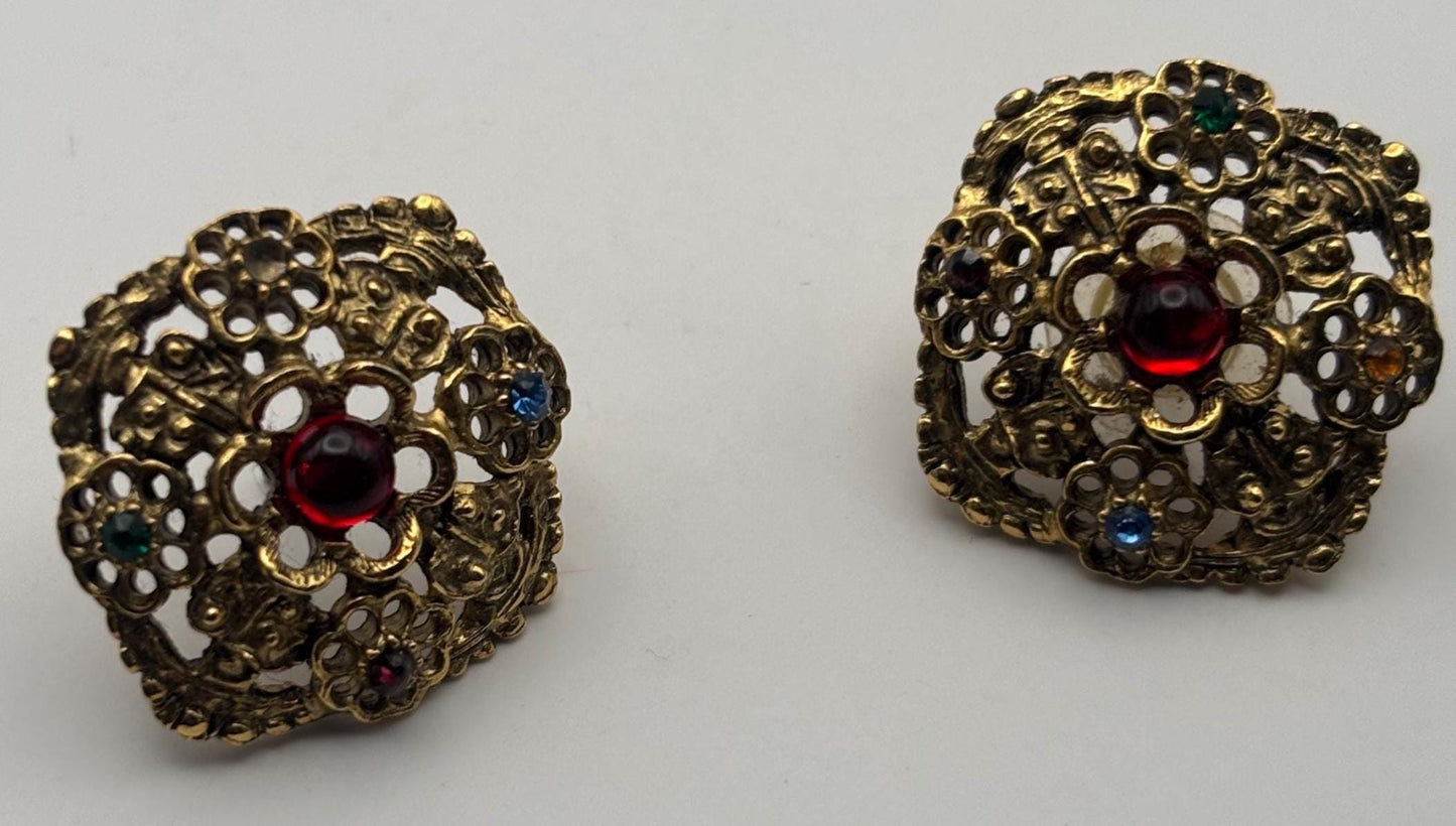 Vintage Mustard Silver Enamel Earrings Lover Antiques and Vintage