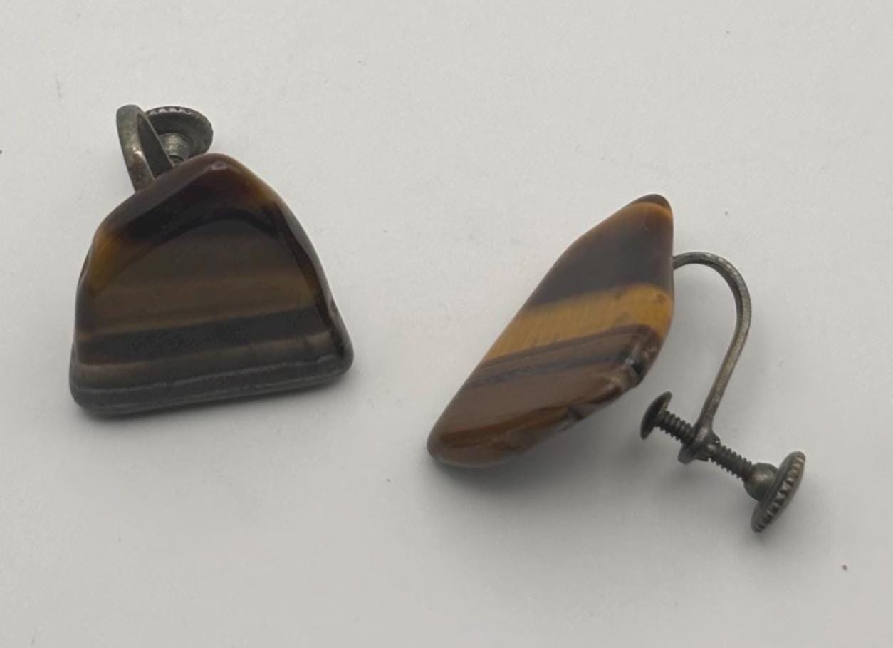 Vintage Mustard Silver Enamel Earrings Lover Antiques and Vintage