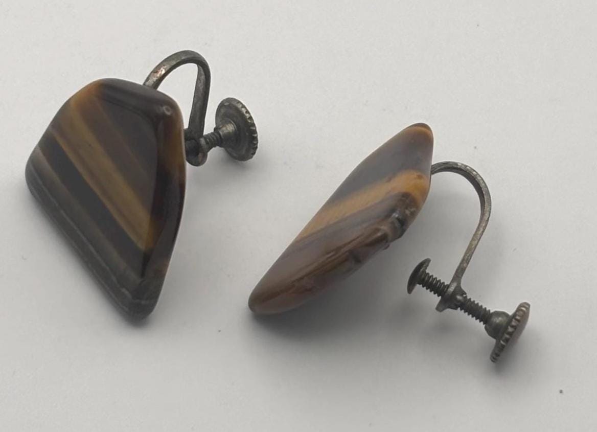 Vintage Mustard Silver Enamel Earrings Lover Antiques and Vintage