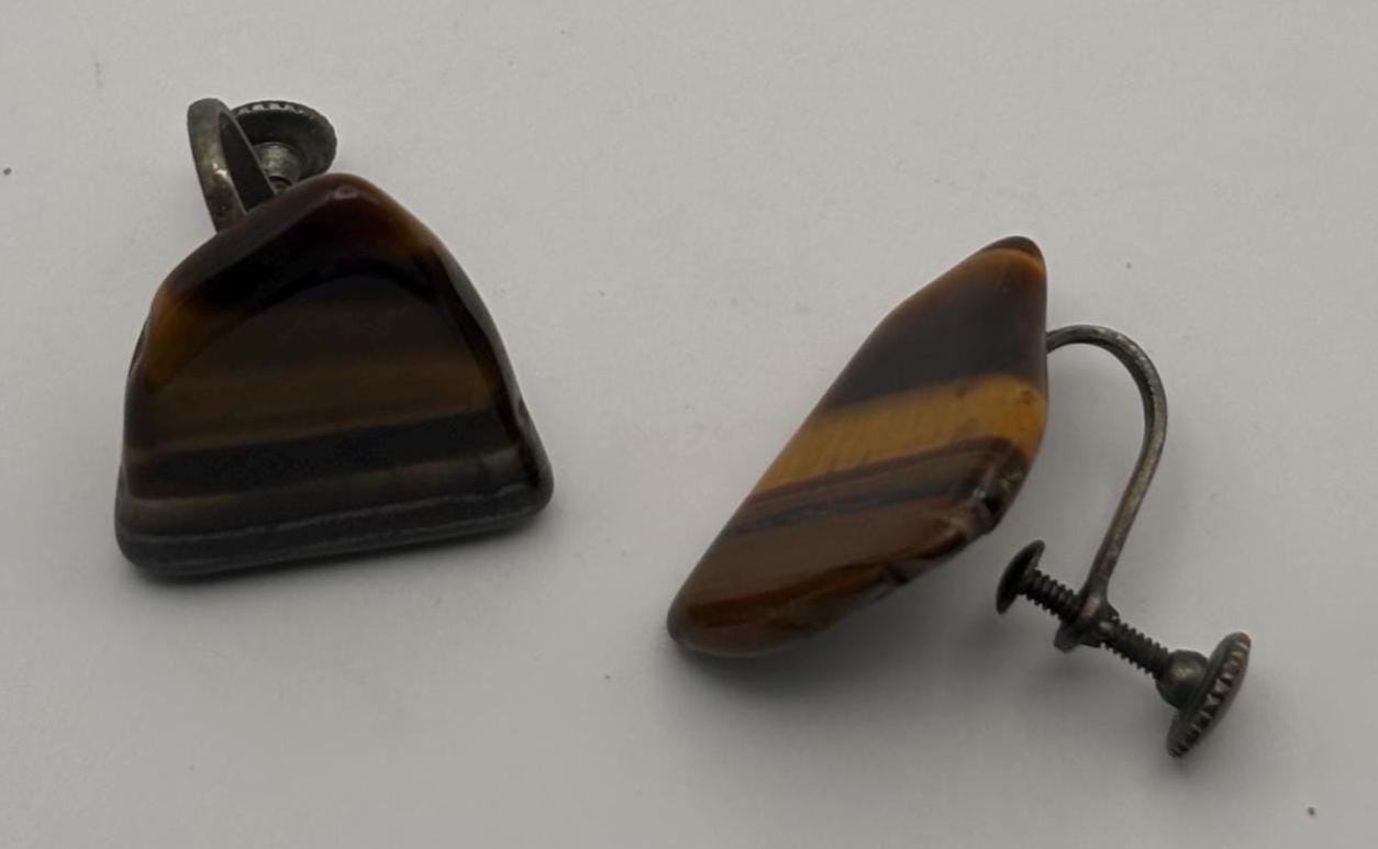 Vintage Mustard Silver Enamel Earrings Lover Antiques and Vintage