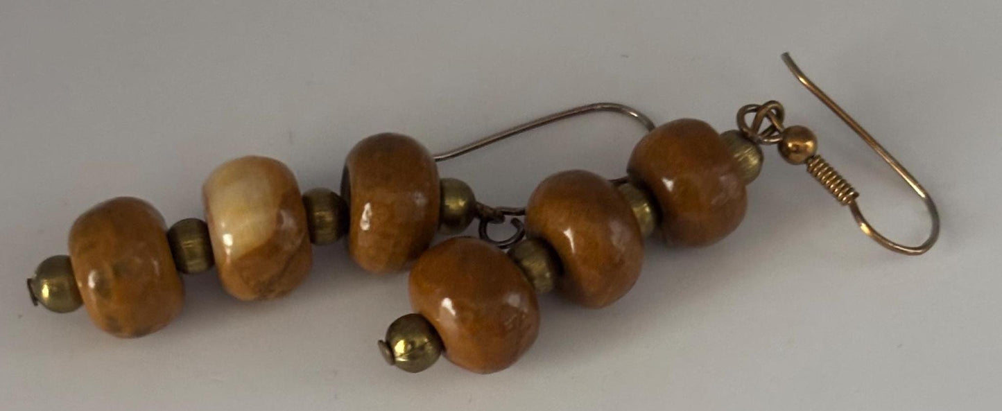 Vintage Mustard Silver Enamel Earrings Lover Antiques and Vintage