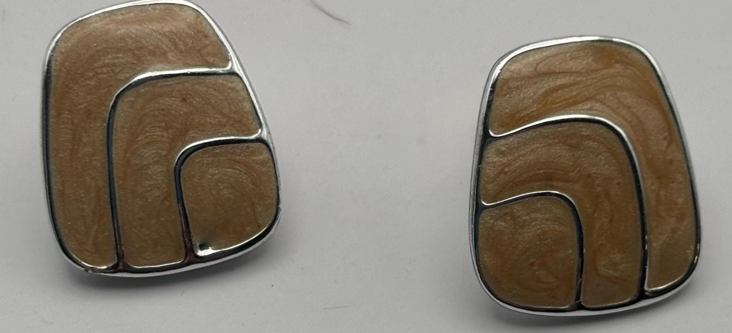 Vintage Mustard Silver Enamel Earrings Lover Antiques and Vintage