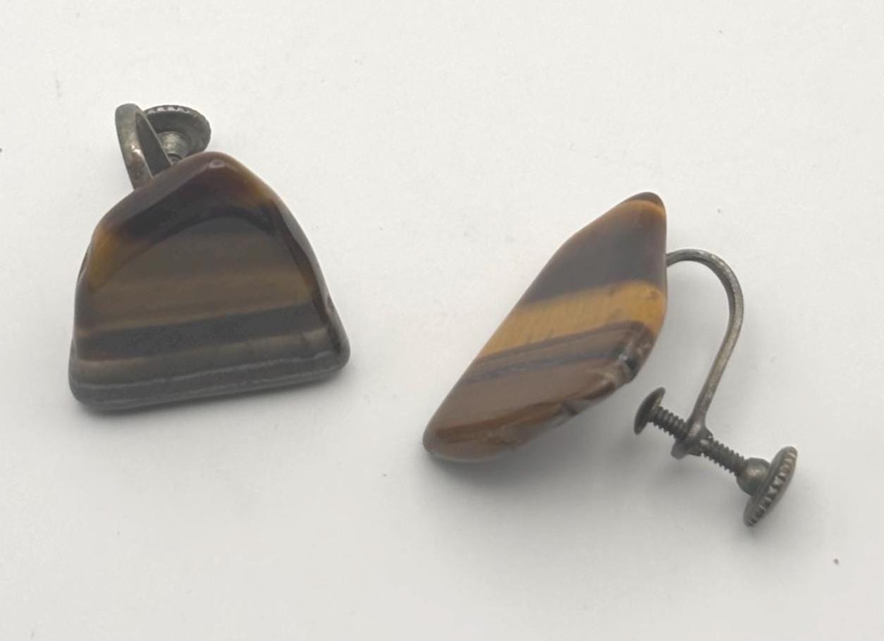 Vintage Mustard Silver Enamel Earrings Lover Antiques and Vintage