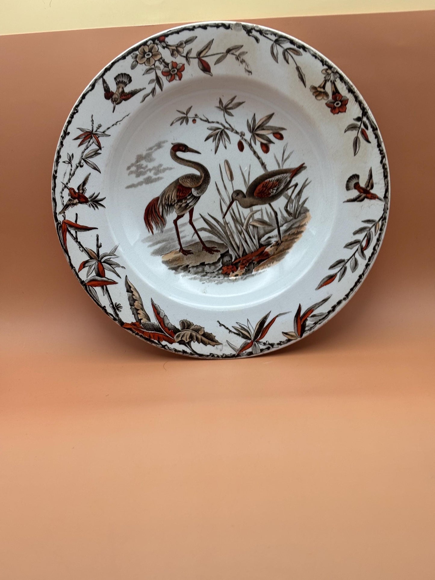Antique Ridgeway Pottery INDUS Hand Painted Platter Flowers Soup Salad RARE Lover Antiques and Vintage