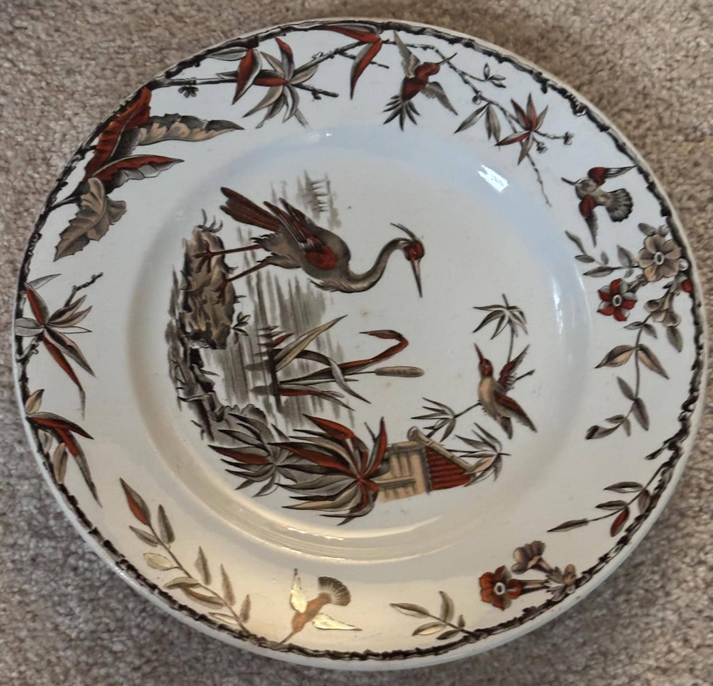 Antique Ridgeway Pottery INDUS Hand Painted Platter Flowers Large Dinner Plate RARE Lover Antiques and Vintage