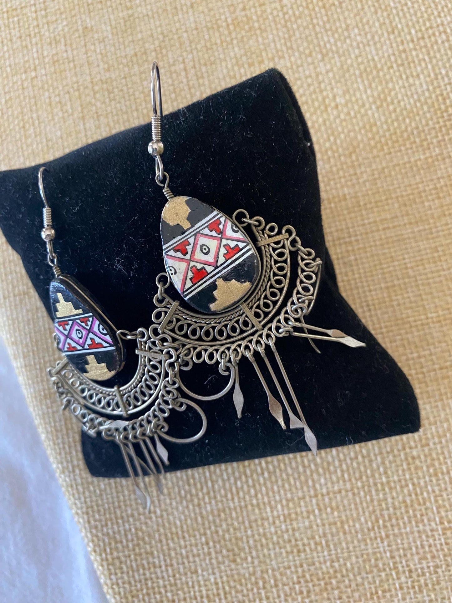 Vintage Aztec Wirework Silver Handcrafted Earrings Jewelry Unique Gifts at Lover Antiques and Vintage